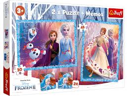 Disney Frozen 2 - 2 puslespil + Memo - 30/48 brikker