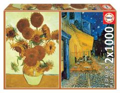 Van Gogh: Solsikker og Caféterrasse om aftenen - 2 x 1000 brikker (1)