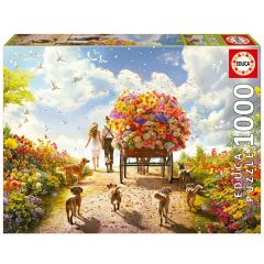 Bonito: En vogn fuld af blomster - 1000 brikker (1)